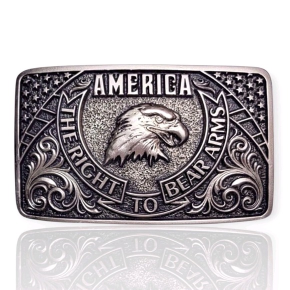 Montana‎ Silversmiths Eagle Right To Bear Arms Patriotic Buckle Retail $45 - NEW - Picture 6 of 7